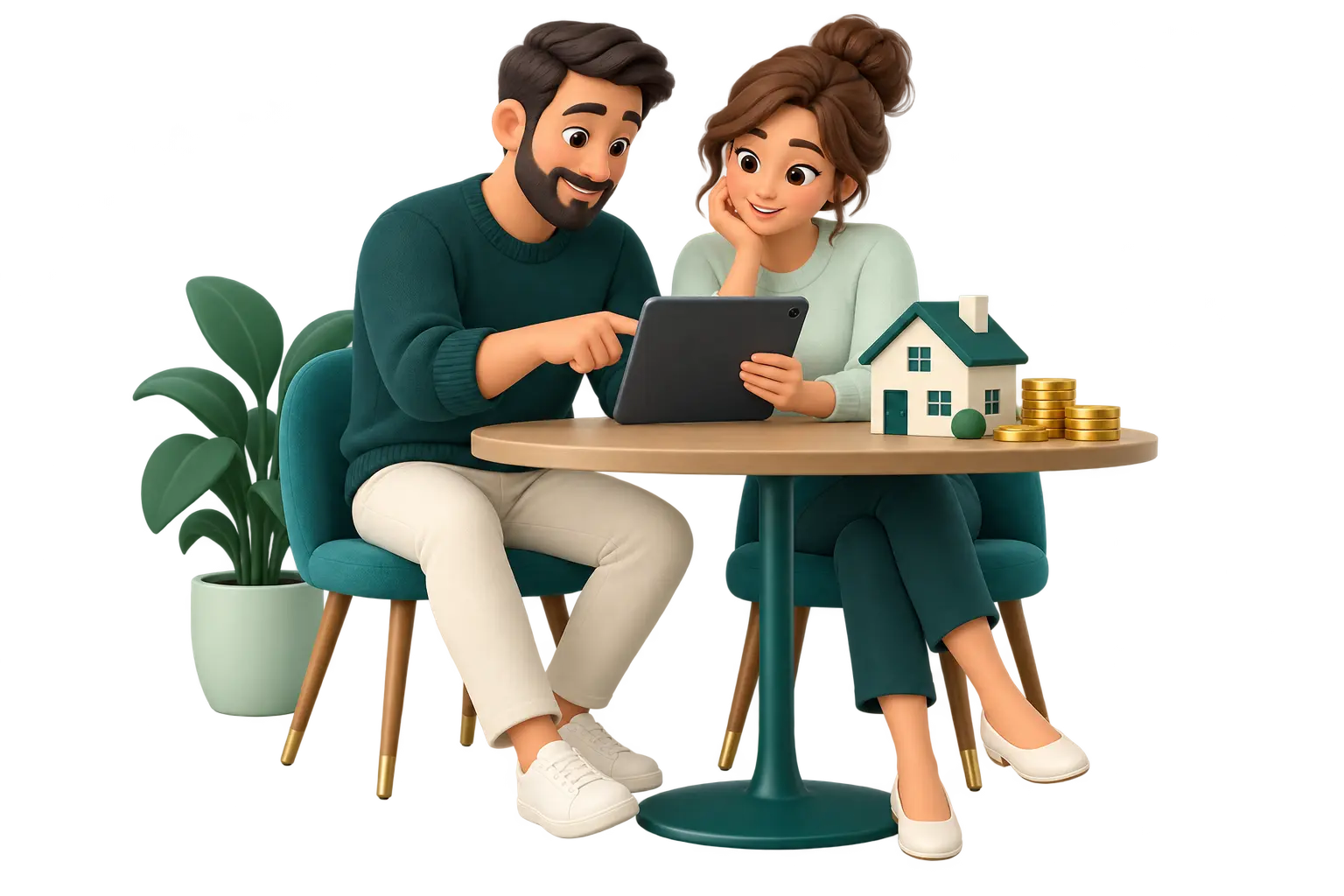 A couple planning their household finances together